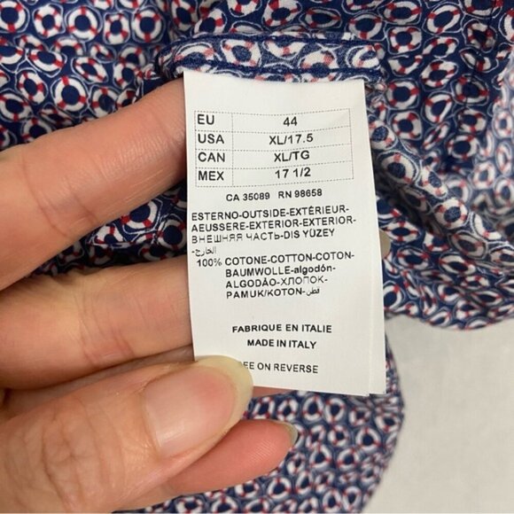 Paul & Shark Yatchting Lifebuoy Pattern Short sleeve button up shirt Sz XL - Picture 9 of 11